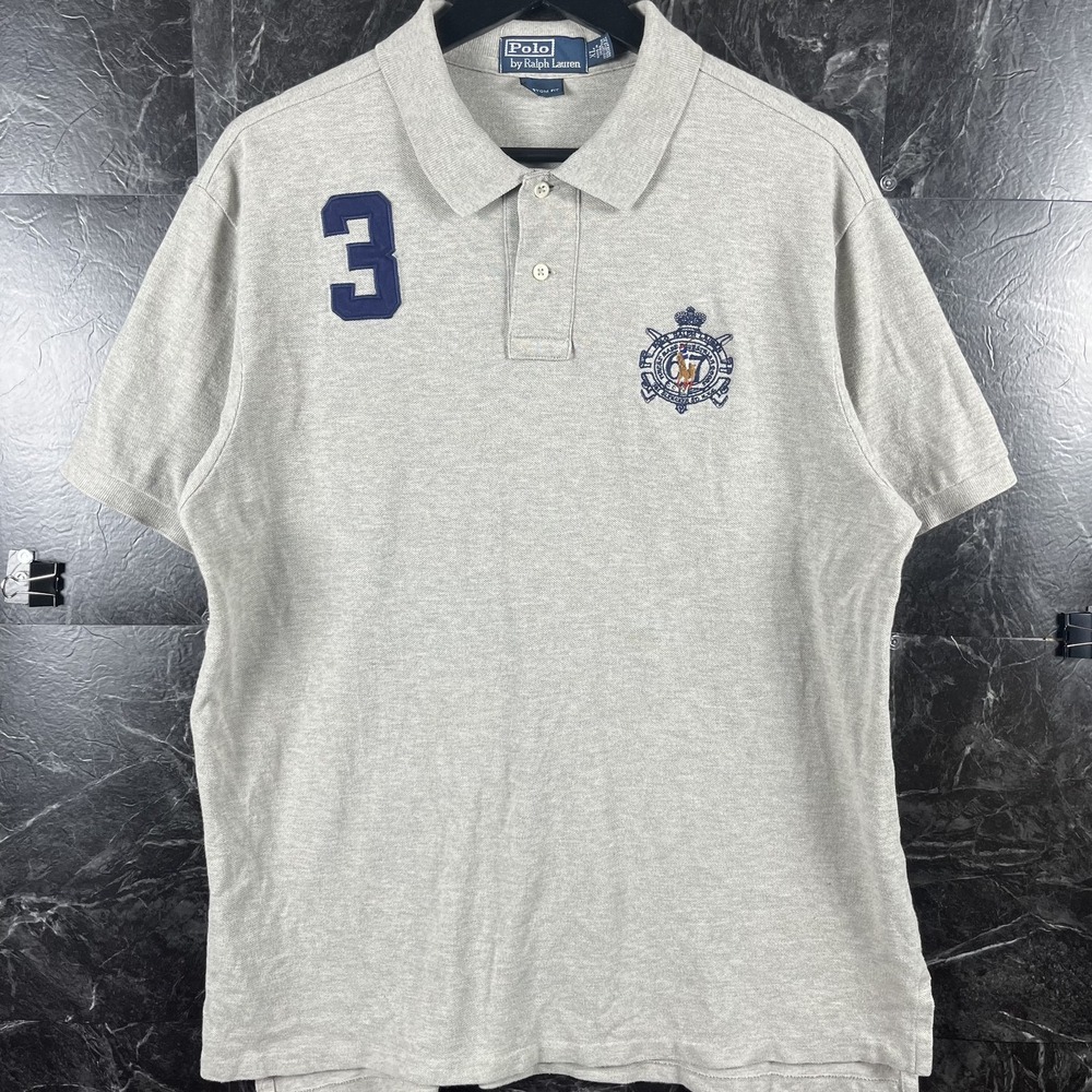 Polo Ralph Lauren Men's Grey Vtg Crest Polo Shirt XL